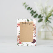 Carte De Visite Fleurs Pastel Modernes & Kraft (Debout devant)