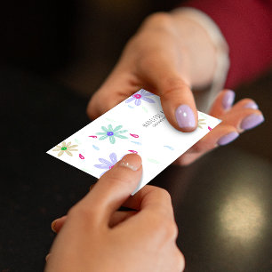 Carte De Visite Fleurs Pastel Nom simple Monogramme