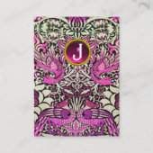 Carte De Visite FLEURS, PEACOCKS ET DRAGONS MONOGRAMME perle (Dos)