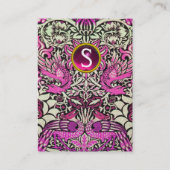 Carte De Visite FLEURS, PEACOCKS ET DRAGONS MONOGRAMME perle (Dos)