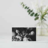 Carte De Visite Fleurs peintes Abstraites modernes en noir et blan (Debout devant)