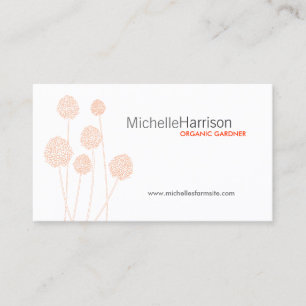 Carte De Visite Fleurs Pom Pom Orange Chic