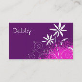 Carte De Visite Fleurs pourpres, roses et blanches (Dos)