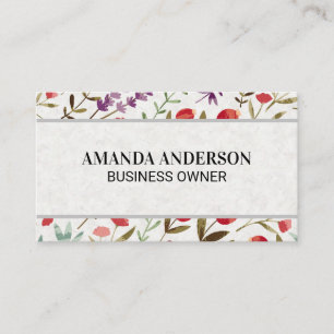 Carte De Visite Fleurs printanières et Motif décoratif Feuille