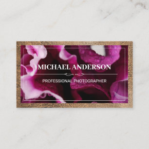 Carte De Visite Fleurs proches   Bordure en cuir