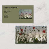 Carte De Visite Fleurs - quatre pavots rouges (Devant / Derrière)