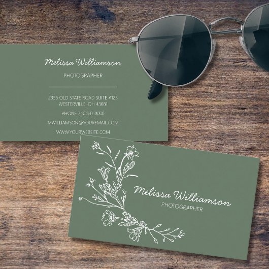 Carte De Visite Fleurs Rassemblées Minimalistes