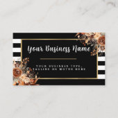 Carte De Visite Fleurs rayées noir et blanc moderne (Devant)