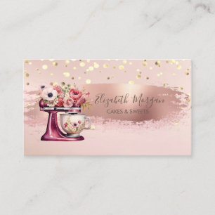 Carte De Visite Fleurs Red Mixer, Confettis dorés, Coup de pinceau