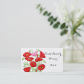 Carte De Visite Fleurs Red Poppies Moderne Simple Personnalisé Flo (Debout devant)