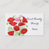 Carte De Visite Fleurs Red Poppies Moderne Simple Personnalisé Flo (Devant)