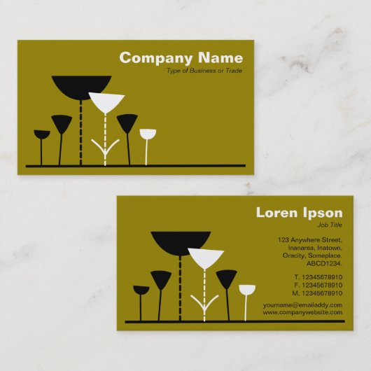 Carte De Visite Fleurs rétro - Brown doré (Devant / Derrière)