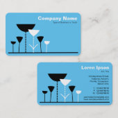 Carte De Visite Fleurs rétro - Ciel bleu (Devant / Derrière)