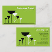 Carte De Visite Fleurs Rétro - Martian Green (Devant / Derrière)