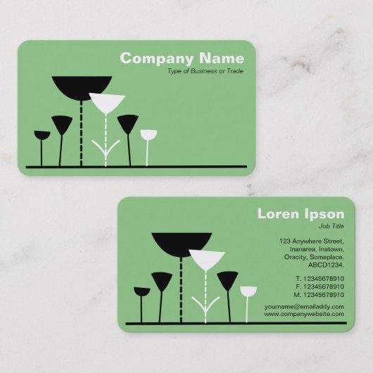 Carte De Visite Fleurs rétro - Sage (Devant / Derrière)