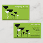 Carte De Visite Fleurs rétro v2 - Martian Green (Devant / Derrière)