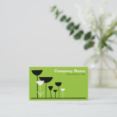 Carte De Visite Fleurs rétro v2 - Martian Green (Debout devant)