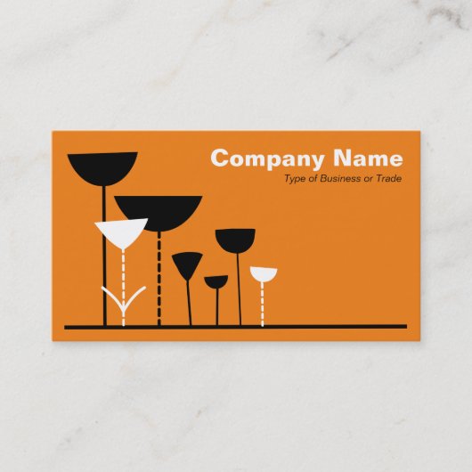 Carte De Visite Fleurs rétro v2 - Orange (Devant)