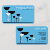 Carte De Visite Fleurs rétro v2 - Sky Blue (Devant / Derrière)