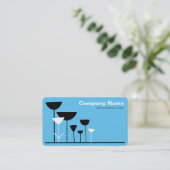 Carte De Visite Fleurs rétro v2 - Sky Blue (Debout devant)