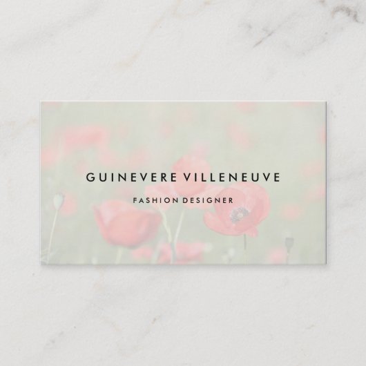 Carte De Visite Fleurs romantiques personnalisables de pavot de (Devant)