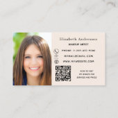 Carte De Visite Fleurs rose blanc photo logo QR (Dos)
