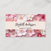 Carte De Visite Fleurs rose blanc photo logo QR (Devant)