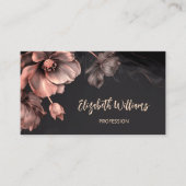 Carte De Visite Fleurs rose brillantes Noir (Devant)