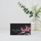 Carte De Visite Fleurs rose brillantes Noir (Debout devant)