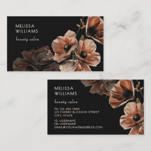 Carte De Visite Fleurs Rose Pâle Noires