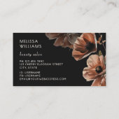 Carte De Visite Fleurs Rose Pâle Noires (Dos)