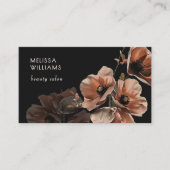 Carte De Visite Fleurs Rose Pâle Noires (Devant)