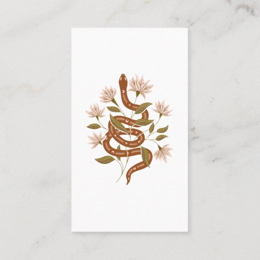 Carte De Visite Fleurs rose serpent Brown Lecture de Tarot (Dos)