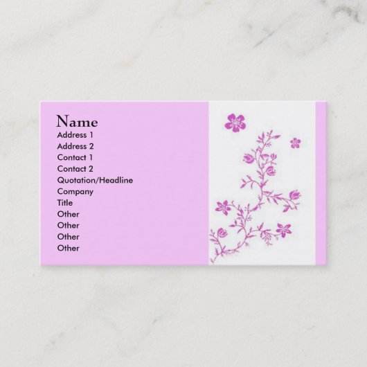 Carte De Visite Fleurs roses (Devant)