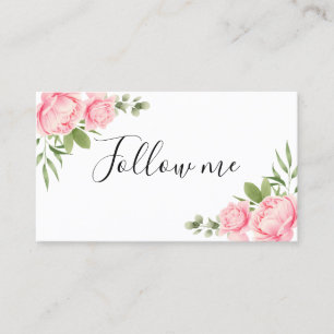 Carte De Visite Fleurs roses à la mode d'aquarelle florale social