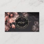 Carte De Visite Fleurs roses brillantes Logo noir (Devant)