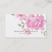 Carte De Visite Fleurs roses de pivoines d'aquarelle (Devant)