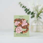 Carte De Visite Fleurs roses du serpent de maïs vert (Debout devant)