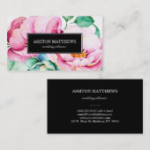 Carte De Visite Fleurs roses élégantes d'aquarelle (Devant / Derrière)