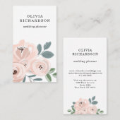 Carte De Visite Fleurs roses et Feuilles bleus poussiéreux (Devant / Derrière)