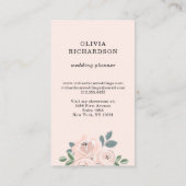 Carte De Visite Fleurs roses et Feuilles bleus poussiéreux (Dos)