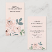 Carte De Visite Fleurs roses et Feuilles bleus poussiéreux (Devant / Derrière)