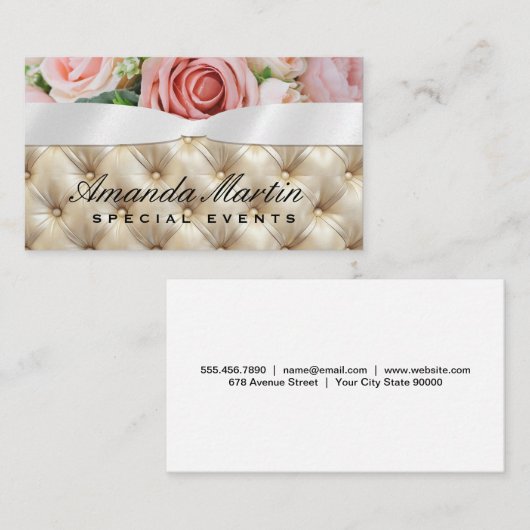 Carte De Visite Fleurs roses | Front | Ruppé (Devant / Derrière)