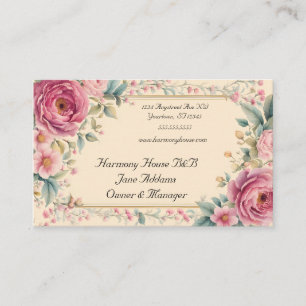 Carte De Visite Fleurs roses Gold Frame B&B