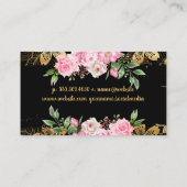 Carte De Visite Fleurs roses | Modèle Floral d'or (Dos)