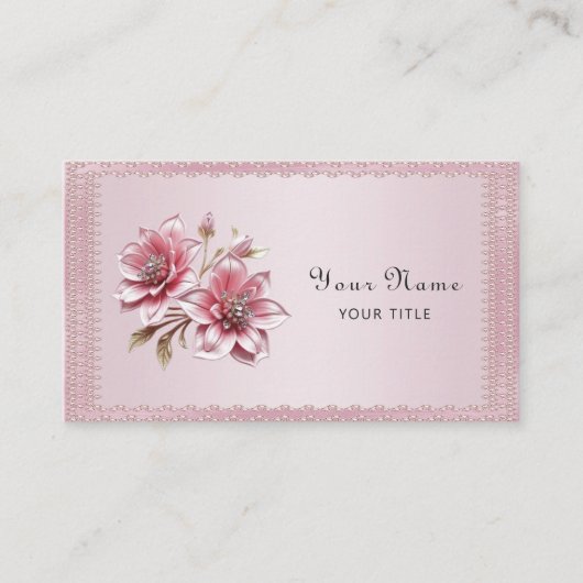 Carte de visite Fleurs roses modernes (Devant)