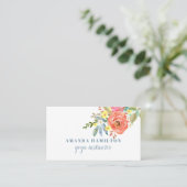 Carte De Visite Fleurs roses modernes en fleurs Aquarelle (Debout devant)