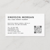 Carte De Visite Fleurs roses modernes QR Code fleuriste (Dos)