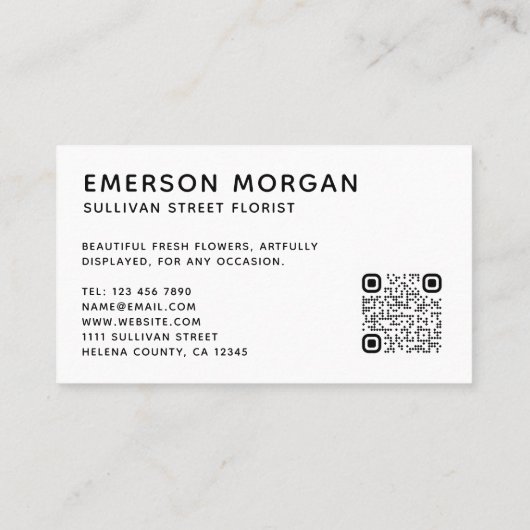 Carte De Visite Fleurs roses modernes QR Code fleuriste (Dos)