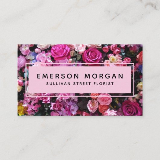 Carte De Visite Fleurs roses modernes QR Code fleuriste (Devant)